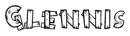 The clipart image shows the name Glennis stylized to look like it is constructed out of separate wooden planks or boards, with each letter having wood grain and plank-like details.