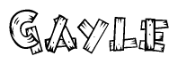 The image contains the name Gayle written in a decorative, stylized font with a hand-drawn appearance. The lines are made up of what appears to be planks of wood, which are nailed together