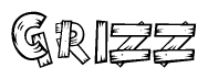 The clipart image shows the name Grizz stylized to look like it is constructed out of separate wooden planks or boards, with each letter having wood grain and plank-like details.