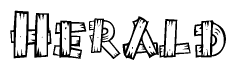 The clipart image shows the name Herald stylized to look as if it has been constructed out of wooden planks or logs. Each letter is designed to resemble pieces of wood.