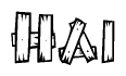 The clipart image shows the name Hai stylized to look like it is constructed out of separate wooden planks or boards, with each letter having wood grain and plank-like details.