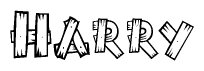The clipart image shows the name Harry stylized to look like it is constructed out of separate wooden planks or boards, with each letter having wood grain and plank-like details.