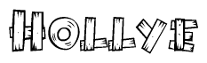 The clipart image shows the name Hollye stylized to look as if it has been constructed out of wooden planks or logs. Each letter is designed to resemble pieces of wood.