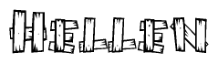 The clipart image shows the name Hellen stylized to look as if it has been constructed out of wooden planks or logs. Each letter is designed to resemble pieces of wood.