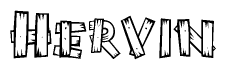 The clipart image shows the name Hervin stylized to look like it is constructed out of separate wooden planks or boards, with each letter having wood grain and plank-like details.