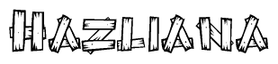 The clipart image shows the name Hazliana stylized to look like it is constructed out of separate wooden planks or boards, with each letter having wood grain and plank-like details.