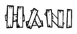 The clipart image shows the name Hani stylized to look like it is constructed out of separate wooden planks or boards, with each letter having wood grain and plank-like details.
