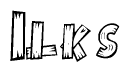 The clipart image shows the name Ilks stylized to look like it is constructed out of separate wooden planks or boards, with each letter having wood grain and plank-like details.