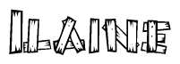 The clipart image shows the name Ilaine stylized to look as if it has been constructed out of wooden planks or logs. Each letter is designed to resemble pieces of wood.
