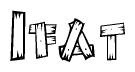 The clipart image shows the name Ifat stylized to look as if it has been constructed out of wooden planks or logs. Each letter is designed to resemble pieces of wood.