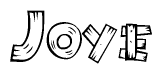 The clipart image shows the name Joye stylized to look as if it has been constructed out of wooden planks or logs. Each letter is designed to resemble pieces of wood.