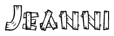 The clipart image shows the name Jeanni stylized to look as if it has been constructed out of wooden planks or logs. Each letter is designed to resemble pieces of wood.
