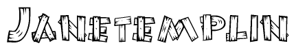The clipart image shows the name Janetemplin stylized to look as if it has been constructed out of wooden planks or logs. Each letter is designed to resemble pieces of wood.