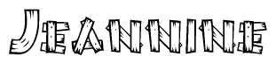 The image contains the name Jeannine written in a decorative, stylized font with a hand-drawn appearance. The lines are made up of what appears to be planks of wood, which are nailed together