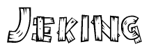 The clipart image shows the name Jeking stylized to look like it is constructed out of separate wooden planks or boards, with each letter having wood grain and plank-like details.