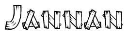 The clipart image shows the name Jannan stylized to look like it is constructed out of separate wooden planks or boards, with each letter having wood grain and plank-like details.