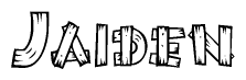 The clipart image shows the name Jaiden stylized to look like it is constructed out of separate wooden planks or boards, with each letter having wood grain and plank-like details.
