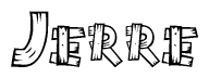The clipart image shows the name Jerre stylized to look as if it has been constructed out of wooden planks or logs. Each letter is designed to resemble pieces of wood.