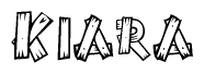 The clipart image shows the name Kiara stylized to look as if it has been constructed out of wooden planks or logs. Each letter is designed to resemble pieces of wood.