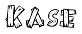 The image contains the name Kase written in a decorative, stylized font with a hand-drawn appearance. The lines are made up of what appears to be planks of wood, which are nailed together