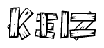 The clipart image shows the name Keiz stylized to look like it is constructed out of separate wooden planks or boards, with each letter having wood grain and plank-like details.