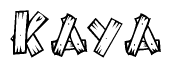 The clipart image shows the name Kaya stylized to look as if it has been constructed out of wooden planks or logs. Each letter is designed to resemble pieces of wood.