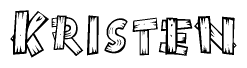 The clipart image shows the name Kristen stylized to look as if it has been constructed out of wooden planks or logs. Each letter is designed to resemble pieces of wood.