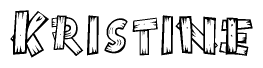 The clipart image shows the name Kristine stylized to look as if it has been constructed out of wooden planks or logs. Each letter is designed to resemble pieces of wood.