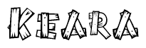 The clipart image shows the name Keara stylized to look like it is constructed out of separate wooden planks or boards, with each letter having wood grain and plank-like details.