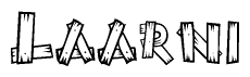 The clipart image shows the name Laarni stylized to look as if it has been constructed out of wooden planks or logs. Each letter is designed to resemble pieces of wood.