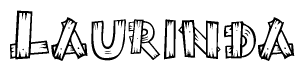 The clipart image shows the name Laurinda stylized to look like it is constructed out of separate wooden planks or boards, with each letter having wood grain and plank-like details.