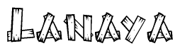 The clipart image shows the name Lanaya stylized to look like it is constructed out of separate wooden planks or boards, with each letter having wood grain and plank-like details.