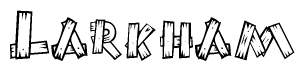 The image contains the name Larkham written in a decorative, stylized font with a hand-drawn appearance. The lines are made up of what appears to be planks of wood, which are nailed together
