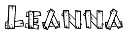The clipart image shows the name Leanna stylized to look like it is constructed out of separate wooden planks or boards, with each letter having wood grain and plank-like details.