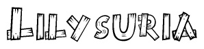 The clipart image shows the name Lilysuria stylized to look like it is constructed out of separate wooden planks or boards, with each letter having wood grain and plank-like details.