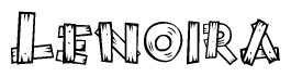 The clipart image shows the name Lenoira stylized to look as if it has been constructed out of wooden planks or logs. Each letter is designed to resemble pieces of wood.