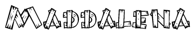 The clipart image shows the name Maddalena stylized to look like it is constructed out of separate wooden planks or boards, with each letter having wood grain and plank-like details.