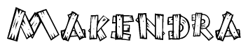 The clipart image shows the name Makendra stylized to look like it is constructed out of separate wooden planks or boards, with each letter having wood grain and plank-like details.