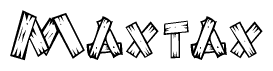 The clipart image shows the name Maxtax stylized to look like it is constructed out of separate wooden planks or boards, with each letter having wood grain and plank-like details.