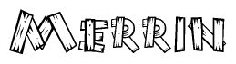 The clipart image shows the name Merrin stylized to look like it is constructed out of separate wooden planks or boards, with each letter having wood grain and plank-like details.