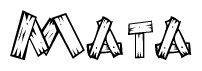The clipart image shows the name Mata stylized to look like it is constructed out of separate wooden planks or boards, with each letter having wood grain and plank-like details.