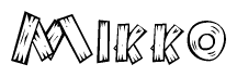 The clipart image shows the name Mikko stylized to look as if it has been constructed out of wooden planks or logs. Each letter is designed to resemble pieces of wood.