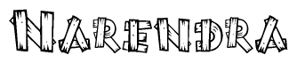 The image contains the name Narendra written in a decorative, stylized font with a hand-drawn appearance. The lines are made up of what appears to be planks of wood, which are nailed together