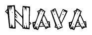 The clipart image shows the name Nava stylized to look like it is constructed out of separate wooden planks or boards, with each letter having wood grain and plank-like details.