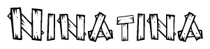 The image contains the name Ninatina written in a decorative, stylized font with a hand-drawn appearance. The lines are made up of what appears to be planks of wood, which are nailed together