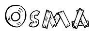 The clipart image shows the name Osma stylized to look as if it has been constructed out of wooden planks or logs. Each letter is designed to resemble pieces of wood.