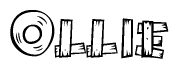The clipart image shows the name Ollie stylized to look like it is constructed out of separate wooden planks or boards, with each letter having wood grain and plank-like details.