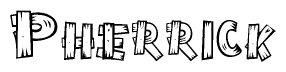 The clipart image shows the name Pherrick stylized to look as if it has been constructed out of wooden planks or logs. Each letter is designed to resemble pieces of wood.