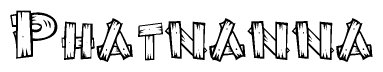 The clipart image shows the name Phatnanna stylized to look like it is constructed out of separate wooden planks or boards, with each letter having wood grain and plank-like details.