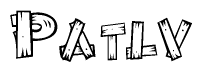 The clipart image shows the name Patlv stylized to look as if it has been constructed out of wooden planks or logs. Each letter is designed to resemble pieces of wood.